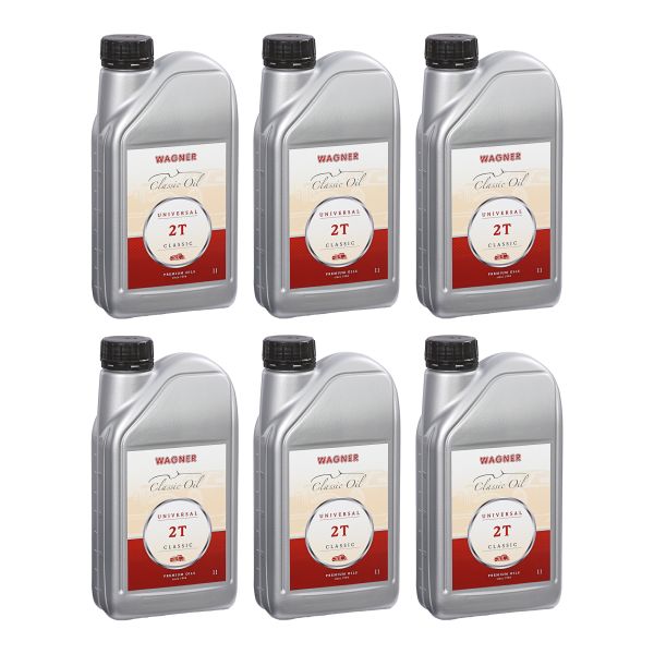WAGNER 2-Taktöl Universal 2T teilsynthetisch 6×1 L – Premium Zweitaktöl für Scooter, Motorrad & Oldtimer (20001050016)