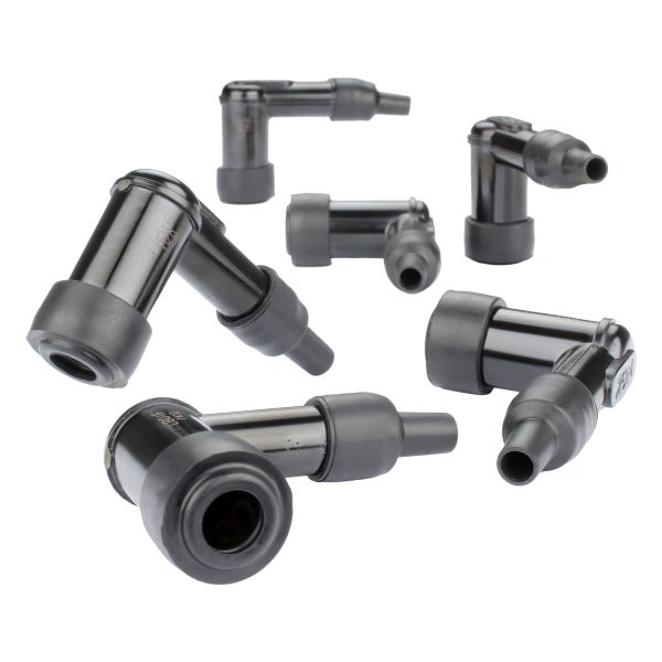6x Zündkerzenstecker schwarz NGK LB01F 8330 (90° / entstört / 1kOhm / M4-Anschluss / 14 mm)  (9143386)
