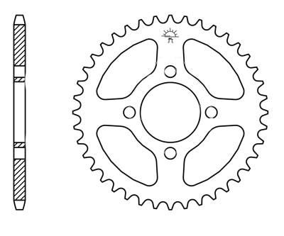 Kettenrad hinten 45 Zähne Teilung 420 Typ R832-45 für Yamaha DT, FS1, RD 50 (110672)