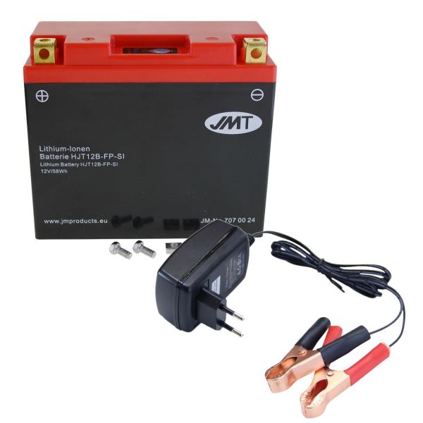 Lithium-Ionen-Batterie JMT HJT12B-FP , 12 V 5 Ah, Pluspol links, DIN 51015 + Ladegerät (9533841)