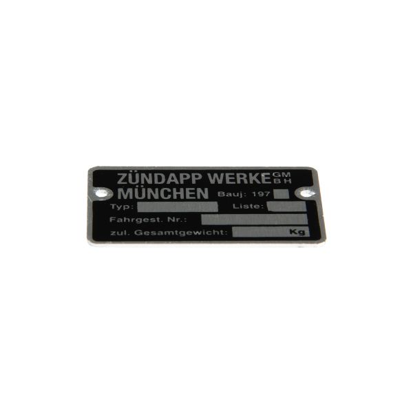 Typenschild Rahmentypenschild blanko "197x" Aluminium für Zündapp Mofa Moped Mokick (110452)