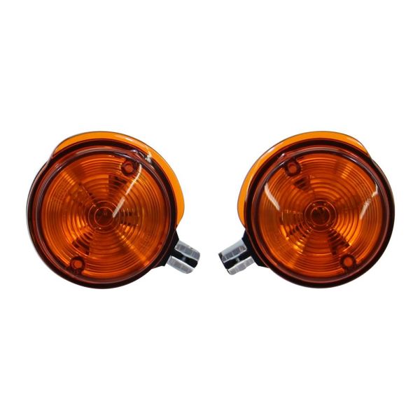 2x Blinker vorne rund Orange E-Zeichen für Simson S51 S50 SR50 MZ ETZ TS 150 250 (1680472)