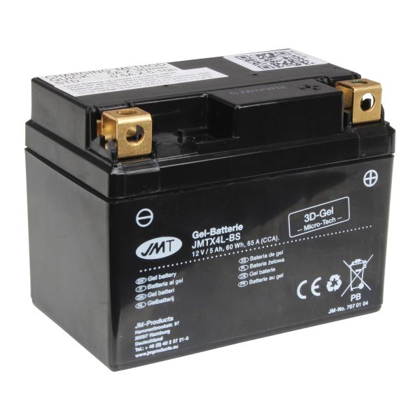 JMT Gel Batterie YTX4L-BS 12 V 5 Ah 65 A 113 x 71 x 85 mm (113886)