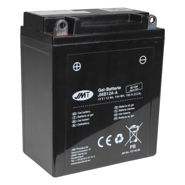 JMT Gel Batterie YB12A-A 12 V 12 Ah 165 A 134 x 80 x 161 mm (929637)