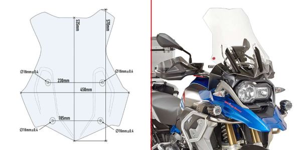 Givi Windschild 5124DTG transparent, 535 mm x 450 mm mit ABE für verschiedene BMW Modelle (5124DTG)