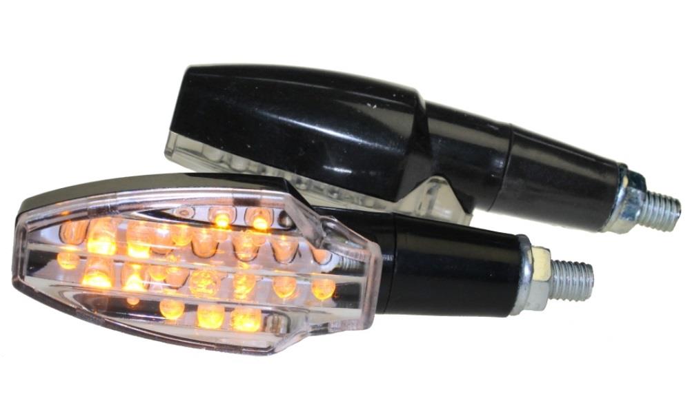 2 pièces Mini-clignotant de moto de 12V LED Verre Teinté E-marqué