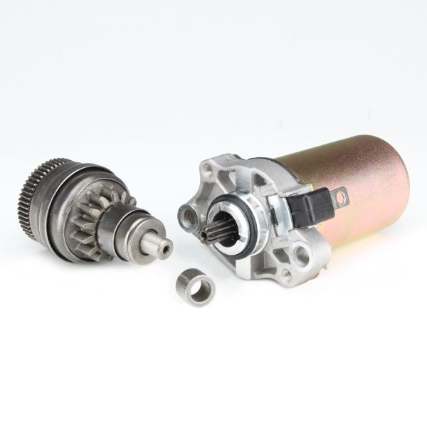 Anlasser + Anlasserfreilauf (14/55Z) + Buchse für Piaggio 4-Takt / Liberty NRG Zip / Aprilia SR / Vespa ET4 Primavera 50 (114280)