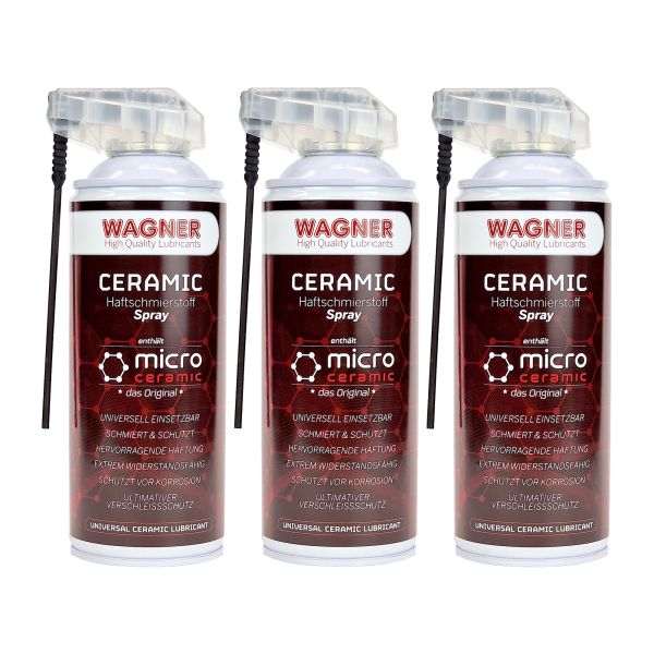 Wagner Ceramic-Haftschmierstoff-Spray 3x 400 ml – Transparentes Hochleistungsschmiermittel mit Keramik-Festschmierstoffe (20001914003)