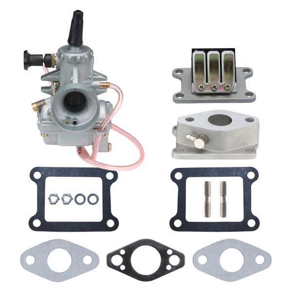 Vergaser VM20 20mm + Isolierplatte + Ansaugstutzen + Membran + Dichtung für Yamaha DT 50 R M MX (-2003) / RD 50 M MX DX (114512)