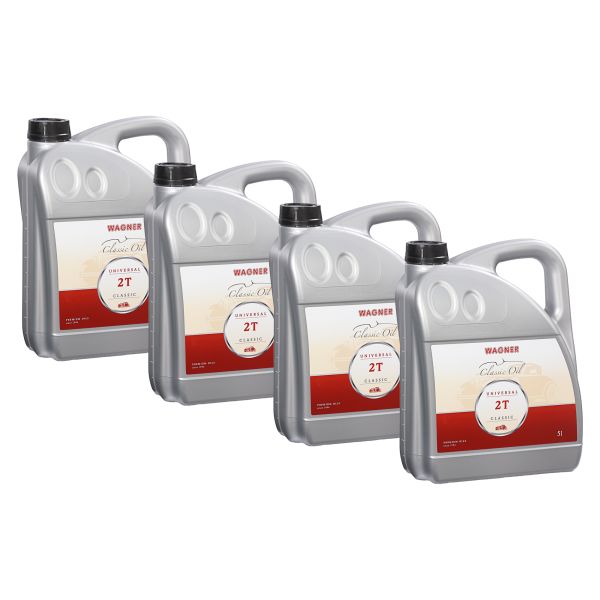 Wagner 2-Taktöl Universal 2T teilsynthetisch 4x 5L – Hochleistungs-Zweitaktöl für Scooter, Moped & Motorrad (20001050054)
