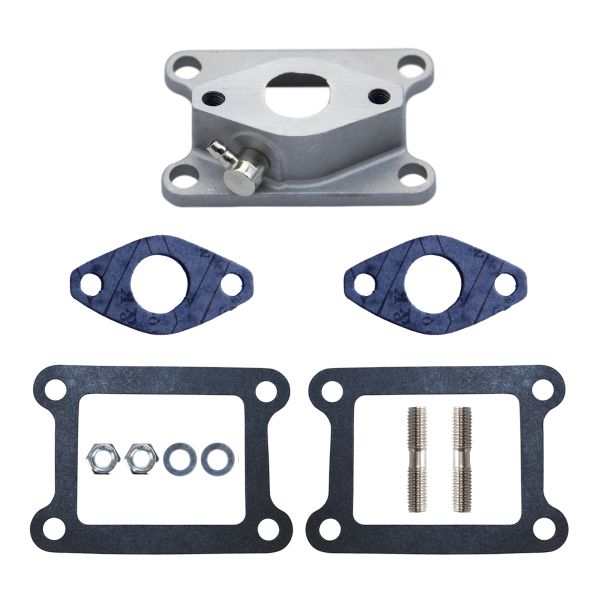 Ansaugstutzen 16mm + Dichtung Membranblock + Dichtung Ansaugstutzen für Yamaha DT 50 R M MX (bis 2003) / RD 50 M MX DX (114497)