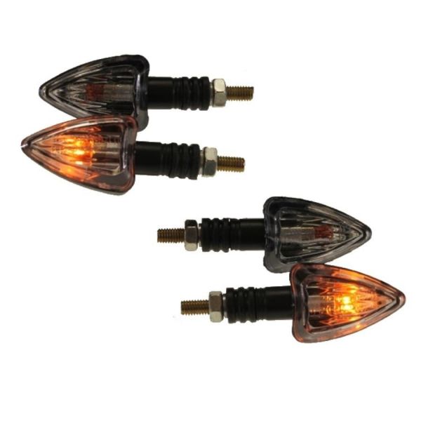 4x Motorrad Mini Blinker Lennon schwarz klar E-geprüft (164832)