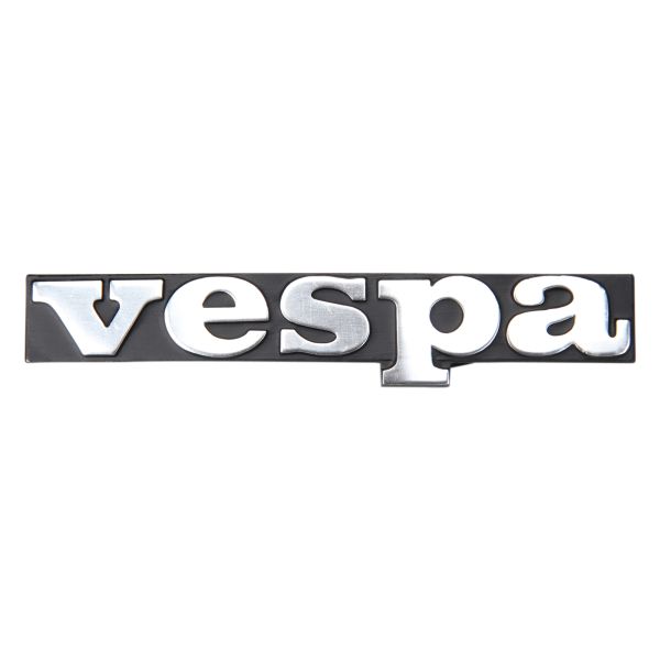 Emblem Plakette "Vespa Schriftzug" Alu schwarz/silber für Vespa PK 50 125 S XL S SS Rush Elestart Plurimatic - RMS (142720640)