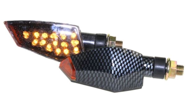 Motorrad Mini Blinker LED JU100 carbon getönt E-geprüft M10 (163682)