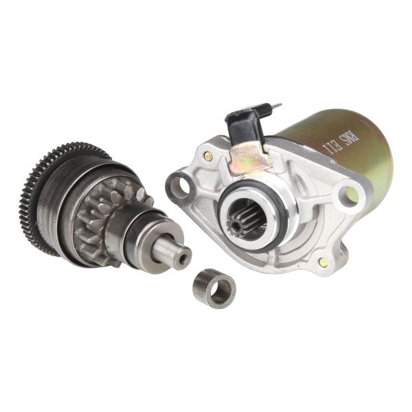 Anlasser + Anlasserfreilauf (14/63Z) + Buchse für Piaggio 2-Takt / Liberty NRG Sfera TPH Zip / Aprilia SR / Vespa ET2 (114301)