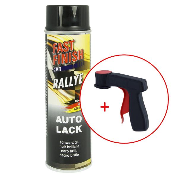 FastFinish Fast Finish Rallye Lack schwarz glänzend 500 ml. + 1 Spraydosen Handgriff (FF292835s731)