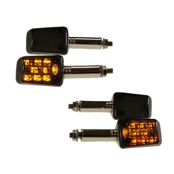 4x Motorrad Mini Blinker LED Steve chrom getönt E-geprüft (164840)